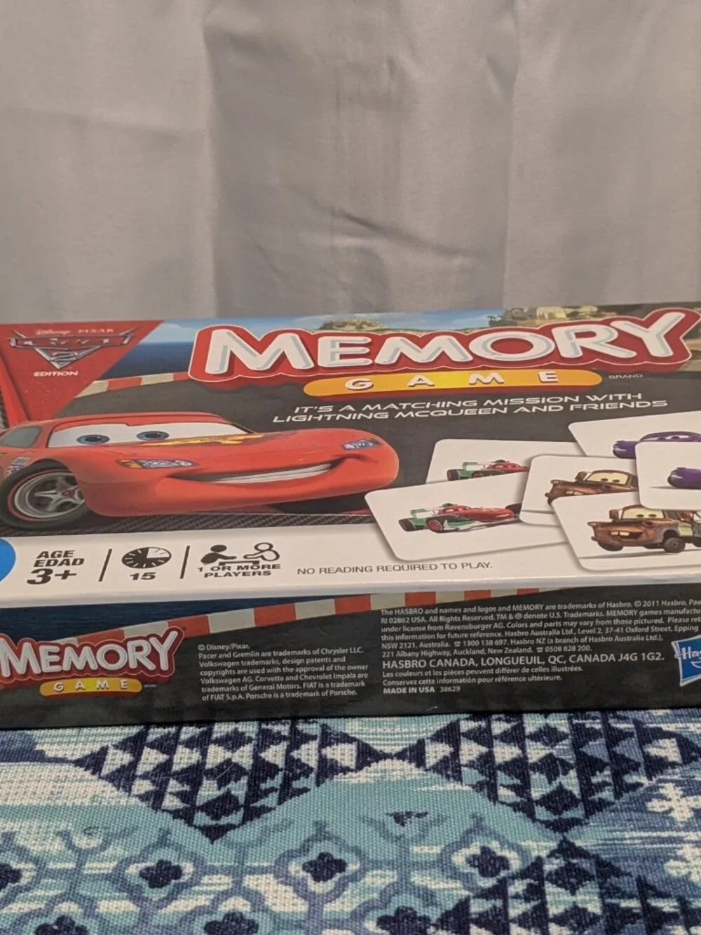 Hasbro Disney Pixar Cars 2 Edition Memory Game Match Missing 1 card 2011